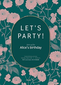 Birthday party invitation card template, editable text vector