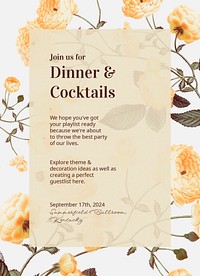 Cocktail party invitation card template, editable text psd