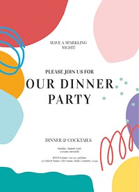 Dinner party invitation card template, editable text psd