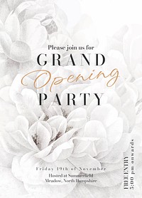 Grand opening invitation card template, editable text vector