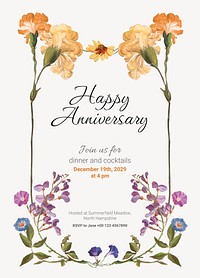 Anniversary party invitation card template, editable text vector