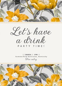 Spring party invitation card template, editable text psd