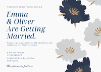 Blue wedding invitation card template, editable design vector