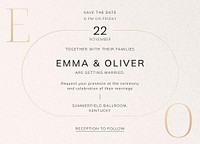Wedding reception invitation card template, editable design psd