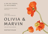 Wedding reception invitation card template, editable design psd