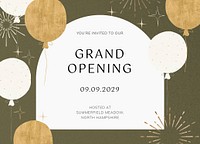 Grand opening invitation card template, editable design psd