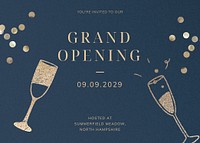 Grand opening invitation card template, editable design vector