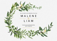 Botanical wedding invitation card template, editable design vector