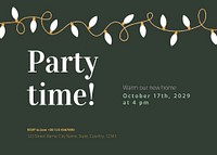 Housewarming party invitation card template, editable design vector