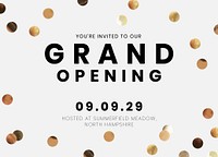 Grand opening invitation card template, editable design psd