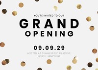 Grand opening invitation card template, editable design vector