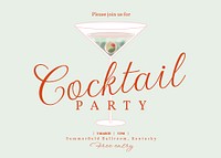 Cocktail party invitation card template, editable design vector