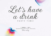 Cocktail party invitation card template, editable design vector