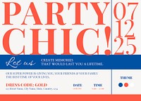 Colorful party invitation card template, editable design psd