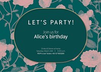 Birthday party invitation card template, editable design vector