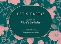 Birthday party invitation card template, editable design psd