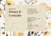 Cocktail party invitation card template, editable design vector