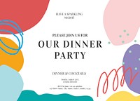 Dinner party invitation card template, editable design psd