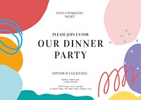 Dinner party invitation card template, editable design vector