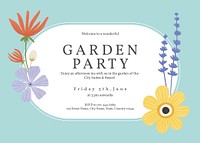 Garden party invitation card template, editable design vector