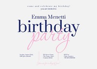 Birthday party invitation card template, editable design vector