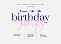 Birthday party invitation card template, editable design psd