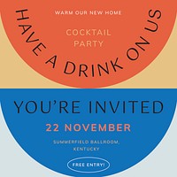 Cocktail party Instagram post template, editable text vector