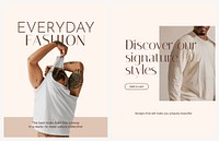 Men's fashion brochure template, minimal dual set vector