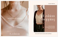 Women's fashion brochure template, minimal dual set vector