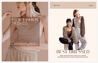 Women's fashion flyer editable template, minimal dual set psd