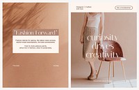 Minimal fashion brochure template, aesthetic dual set vector