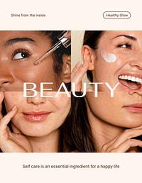 Diverse beauty flyer editable template, skincare ad vector