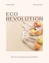 Eco revolution flyer editable template, sustainable business ad vector