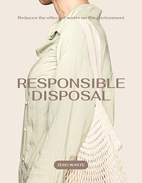 Responsible disposal flyer editable template, zero waste campaign vector