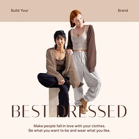 Women's loungewear Instagram post template, fashion ad vector