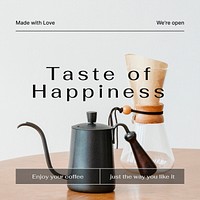 Cafe aesthetic Instagram post template, minimal design vector