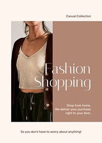 Casual fashion poster editable template, earth tone design psd