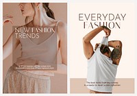 Casual fashion poster editable template dual set psd