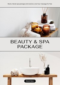 Beauty, spa poster editable template, wellness business ad psd