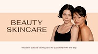 Beauty, skincare blog banner template, business ad vector