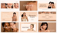 Beauty aesthetic presentation editable template set vector