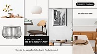 Home interior presentation editable template, photo collage design vector