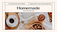 Homemade coffee presentation editable template, cozy aesthetic vector