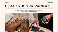 Beauty, spa PowerPoint editable template, wellness business ad vector