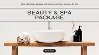 Beauty, spa PowerPoint editable template, wellness business ad vector