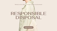 Responsible disposal PowerPoint editable template, zero waste campaign vector