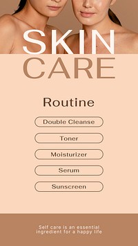 Skincare routine Instagram story template, earth tone design vector