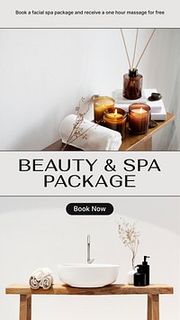 Beauty, spa Instagram story template, wellness business ad vector