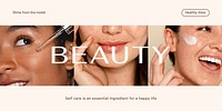 Diverse beauty Twitter post template, skincare ad vector