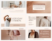 Fashion aesthetic Twitter post template, casual apparel set vector